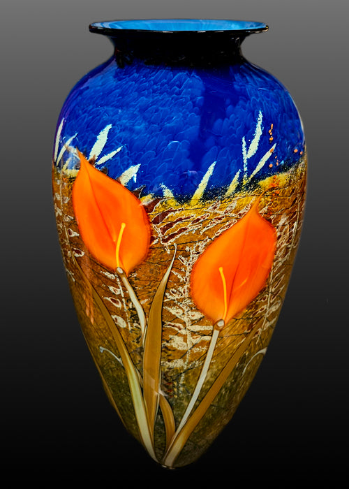 Orange Lily on Blue Meadow Vase, 2007
