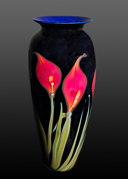 Red Lily on Black Vase