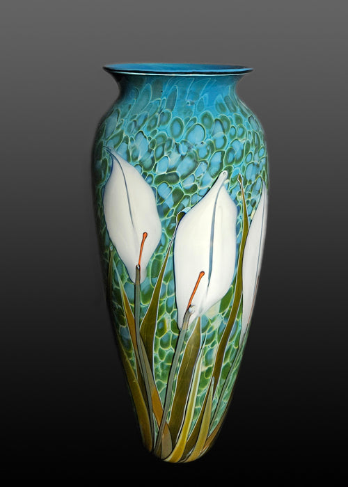 White Lily on Sapphire Vase