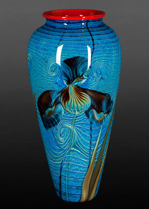 Iris on Sapphire Vase