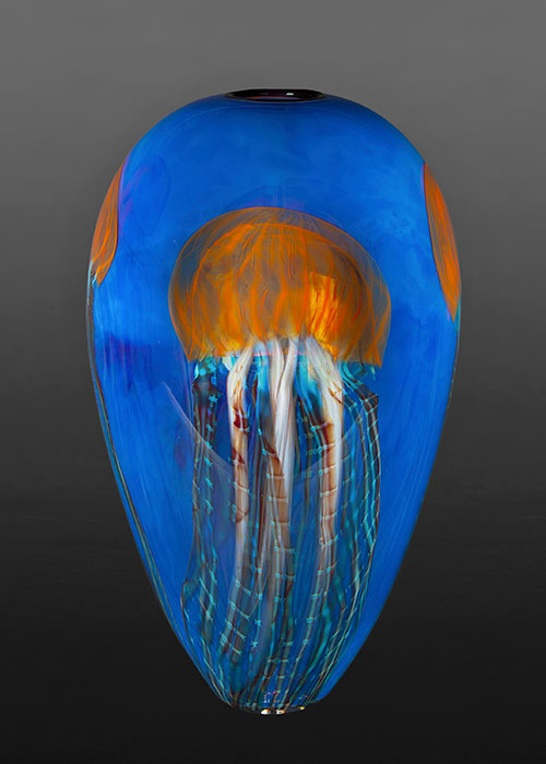 Pacific Coast Jellyfish Clear Blue Vase