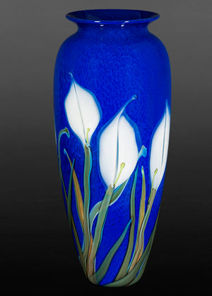 White Lily on Blue Vase