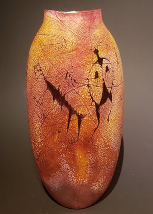 Cougar/Shield Warrior Petroglyph Golden Brown Flask