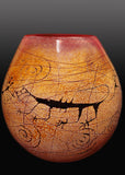 Cougar Petroglyph Gold Brown Vase