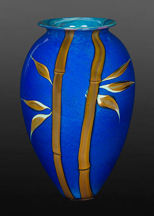 Bamboo on Blue Vase