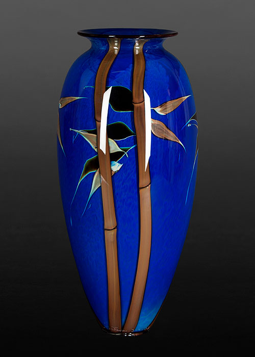 Bamboo on Blue Vase