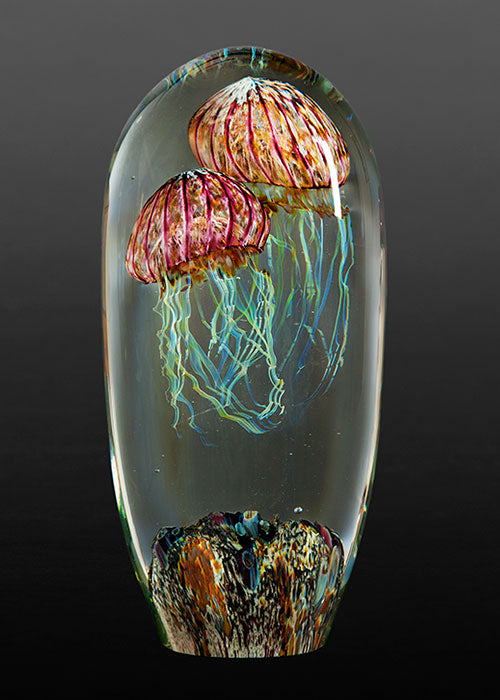 no.0227 ブラックスターとjellyfish Double Purple Ribbed Jellyfish – Satava Art Glass