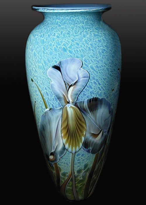 Iris on Sapphire Vase
