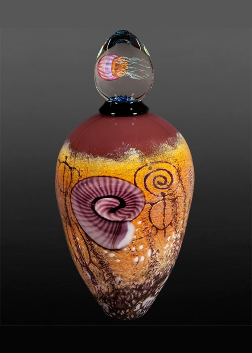 Plum Nautilus on Plum Sea Foam Lidded Vase