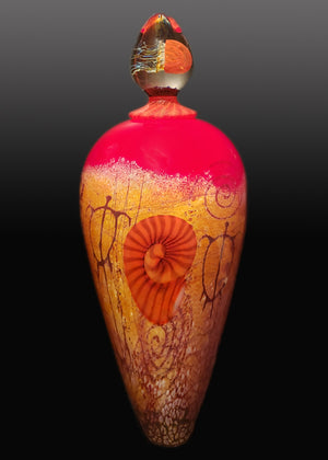 Red Nautilus on Red Sea Foam Lidded Vase