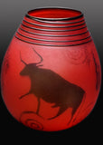 Bull Red Basket Vase