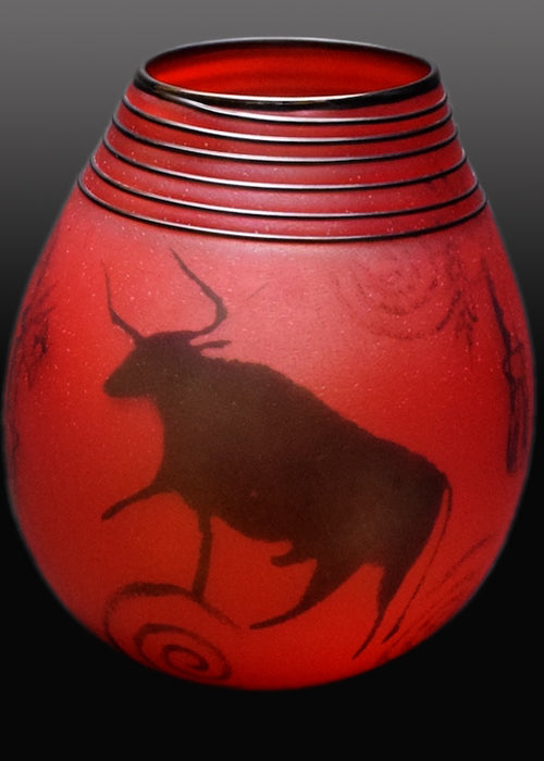Bull Red Basket Vase