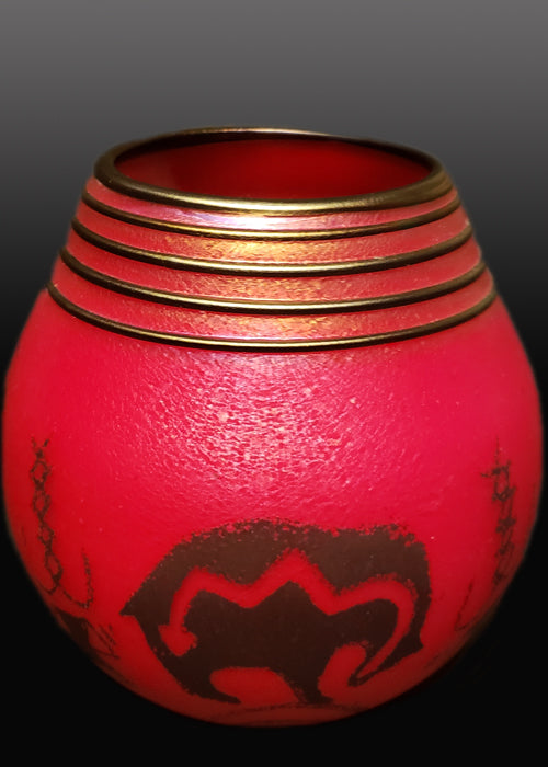 Heartline Bear Red Basket Vase