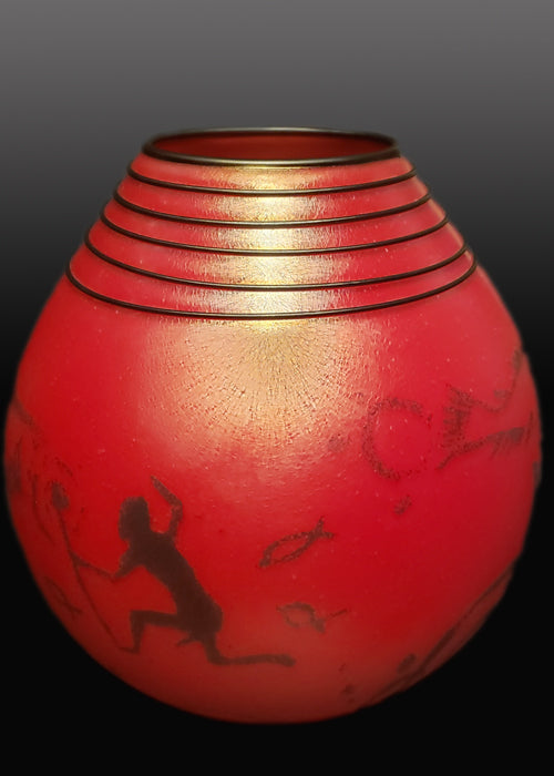 Fishing Red Basket Vase