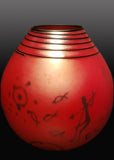 Fishing Red Basket Vase