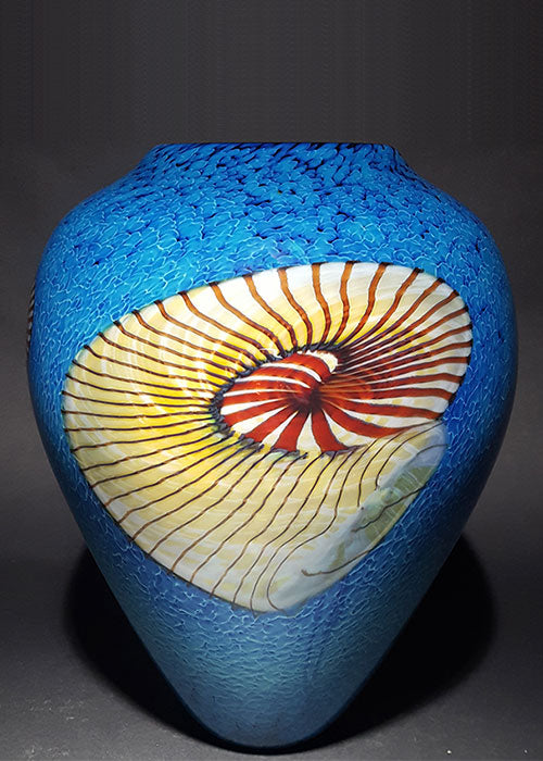 Gold Nautilus on Sapphire Vase